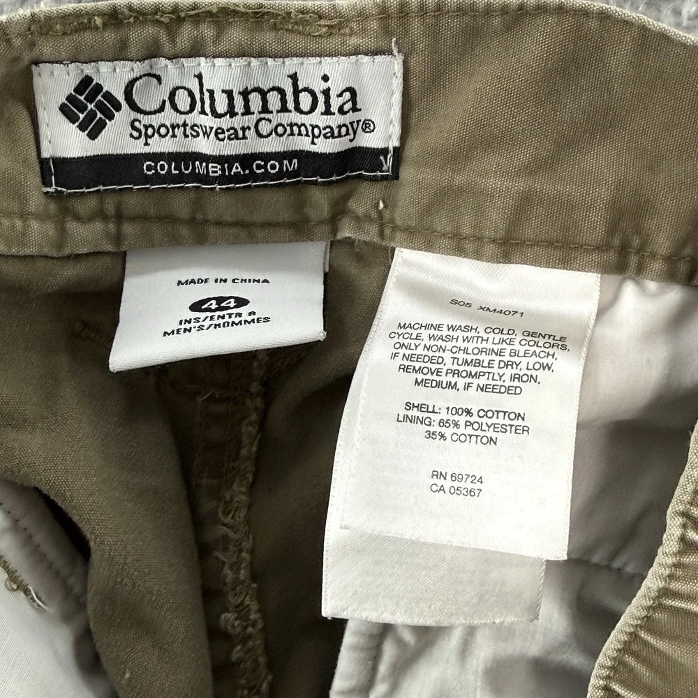 Columbia Mens Cargo Shorts 44 Khaki Beige Hiking Fishing Utility Cotton Canvas
